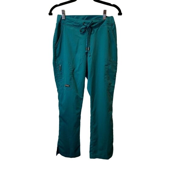 Greys Anatomy Barco Women's Drawstring Scrub Pants XSP Teal Mia 6 Pocket Cargo - Picture 1 of 7